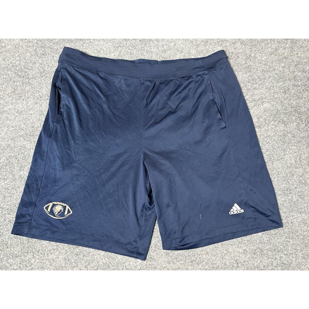 Adidas Shorts Mens XL Blue Football Graphic 9" Inseam Quick Dry Jersey Athletic